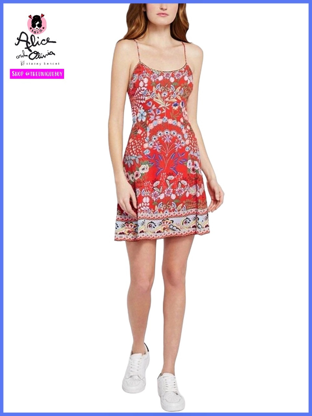 Alice + Olivia Ira Red Floral Mini Cocktail Dress
